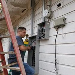 Electrician working outside